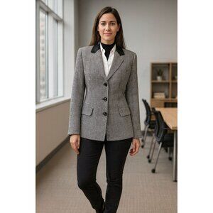 Vintage Koret Houndstooth Blazer Jacket 10  Black White Urban Chic Tailored